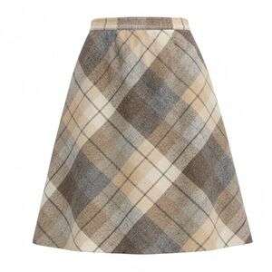 Vintage Space Legs 1960's A Line Skirt Bias Cut Plaid Skirt